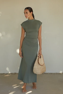 By Anthropologie Turtleneck Ruched Midi Dress