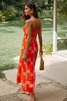 By Anthropologie Strapless Linen Maxi Dress