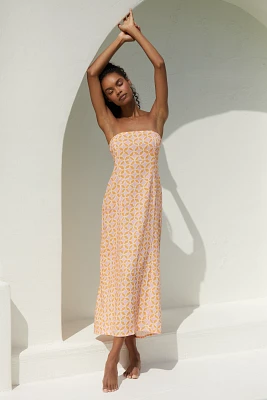 The Aliza Strapless Linen Maxi Dress