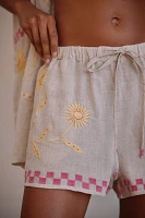 By Anthropologie Linen Embroidered Shorts