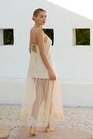 By Anthropologie Sleeveless Sheer Linen Maxi Slip Dress