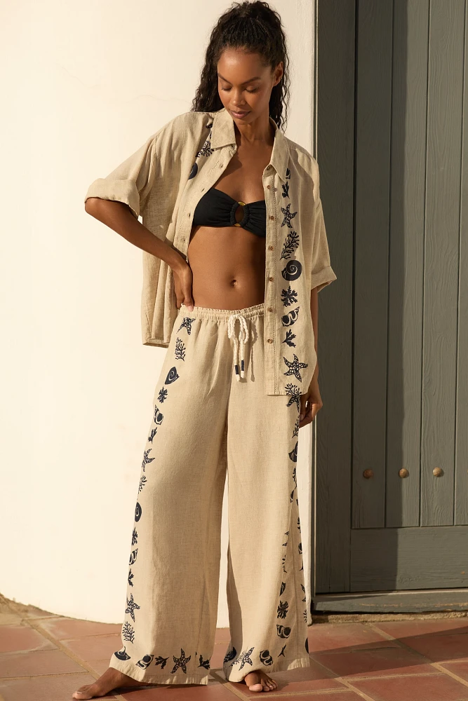 By Anthropologie Wide-Leg Linen Pants