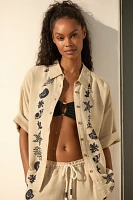 By Anthropologie Buttondown Linen Top