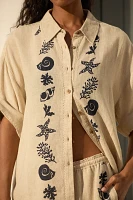 By Anthropologie Buttondown Linen Top