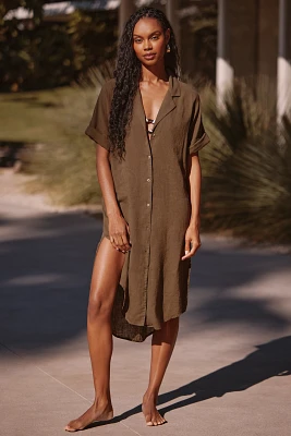 The Lucia Sheer Midi Dress by Anthropologie: Linen Edition