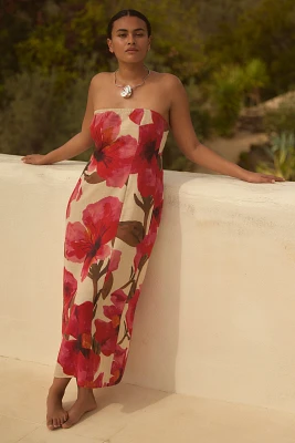 The Aliza Strapless Linen Maxi Dress