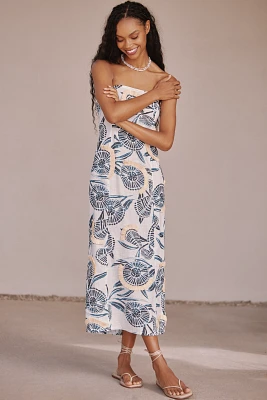 The Aliza Strapless Linen Blend Maxi Dress