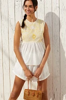 Celandine Embroidered Poplin Babydoll Top