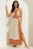 Celandine Linen Blend Embroidered Halter Dress