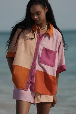 Celandine Colorblock Linen Blend Shirt