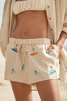 Celandine Relaxed Linen Blend Drawstring Shorts