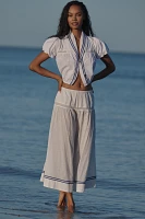 Celandine Puff-Sleeve Cropped Buttondown Blouse