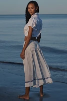 Celandine Puff-Sleeve Cropped Buttondown Blouse