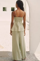Celandine Linen Blend Tie-Front Cutout Tank