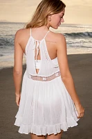 Celandine Crochet High-Neck Ruffle Mini Dress