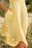 Celandine Linen Blend Halter Asymmetrical Eyelet Sundress