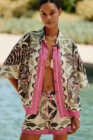 Carla Petelski x Celandine Short-Sleeve Linen-Blend Buttondown Shirt