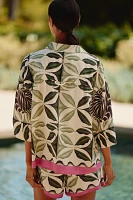 Carla Petelski x Celandine Short-Sleeve Linen-Blend Buttondown Shirt