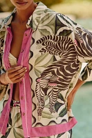 Carla Petelski x Celandine Short-Sleeve Linen-Blend Buttondown Shirt