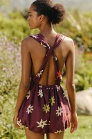 Celandine Linen-Blend Sleeveless Deep-V Romper