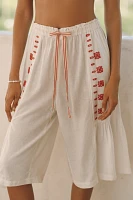 Celandine Linen-Blend Eyelet Bermuda Shorts