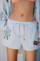 Celandine Linen Blend Embroidered Drawstring Shorts