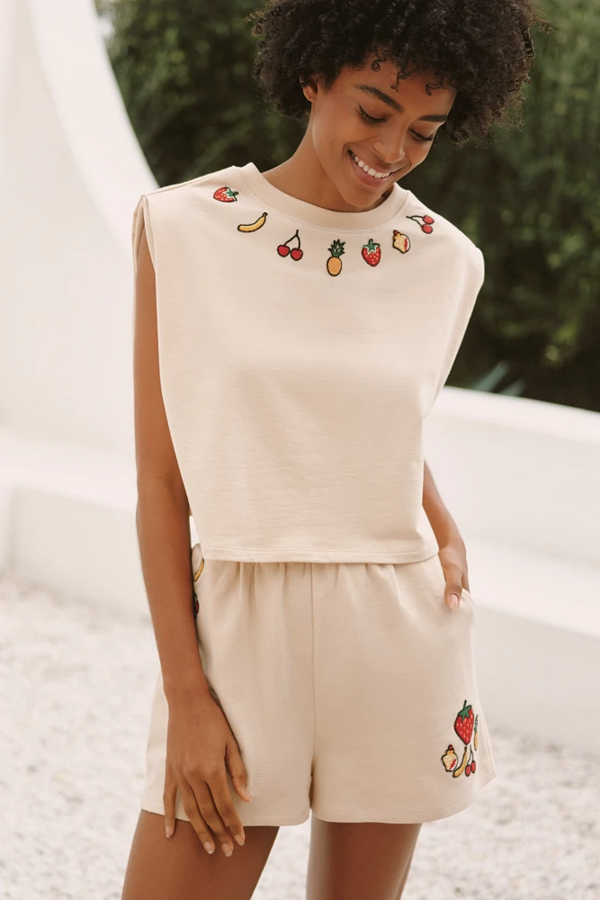 Celandine Coney Icon Embroidered Sweat Shorts