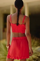 Celandine Scallop Square-Neck Crop Tank Top