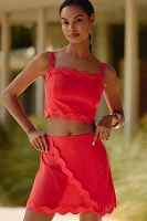 Celandine Linen-Blend Ric Rac Mini Skirt