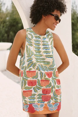 Celandine x Carla Petelski Mini Linen Blend Shift Dress