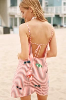 Celandine Embroidered Poplin Square-Neck Mini Shift Dress