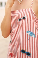 Celandine Embroidered Poplin Square-Neck Mini Shift Dress
