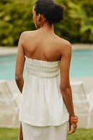 Celandine Linen-Blend Smocked Tank Top