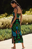 Tigre Indigo x Celandine Sleeveless Crop Square-Neck Top