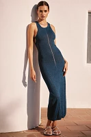 Celandine High-Neck Metallic-Knit Maxi Dress