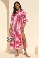 Ro's Garden Long-Sleeve Striped Midi Shirt Dress