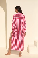 Ro's Garden Long-Sleeve Striped Midi Shirt Dress