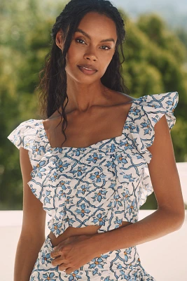 Ro's Garden Caracas Sleeveless Ruffle Blouse