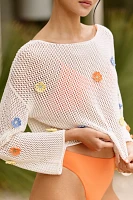 Celandine Pop Flower Embellished Cropped Sweater