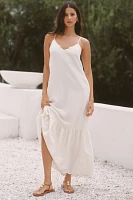 Sundays Amya Linen Blend Ruffle-Hem Midi Dress
