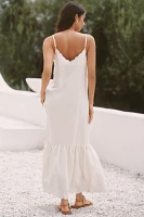 Sundays Amya Linen Blend Ruffle-Hem Midi Dress