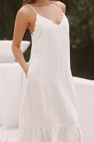 Sundays Amya Linen Blend Ruffle-Hem Midi Dress