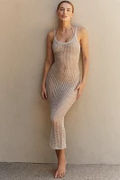 Flat White Crochet Cover-Up Dress