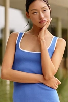 Flat White Sleeveless Scoop-Neck Tie-Waist Mini Dress