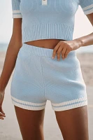 Flat White Knit Pull-On Shorts