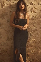 Celandine Strapless Crochet Fringe-Trim Knit Dress