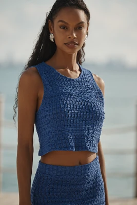 Celandine Sheer Knit Fringe Crop Top