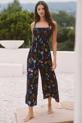 Jordan Nickson Square-Neck Smocked Cutout Jumpsuit
