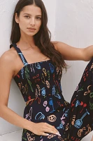 Jordan Nickson Square-Neck Smocked Cutout Jumpsuit