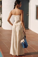 &.Layered Linen Blend Gathered Wide-Leg Pants